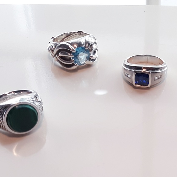 Precious Stones in Sterling Silver   Men's Rings - Picture 1 of 4